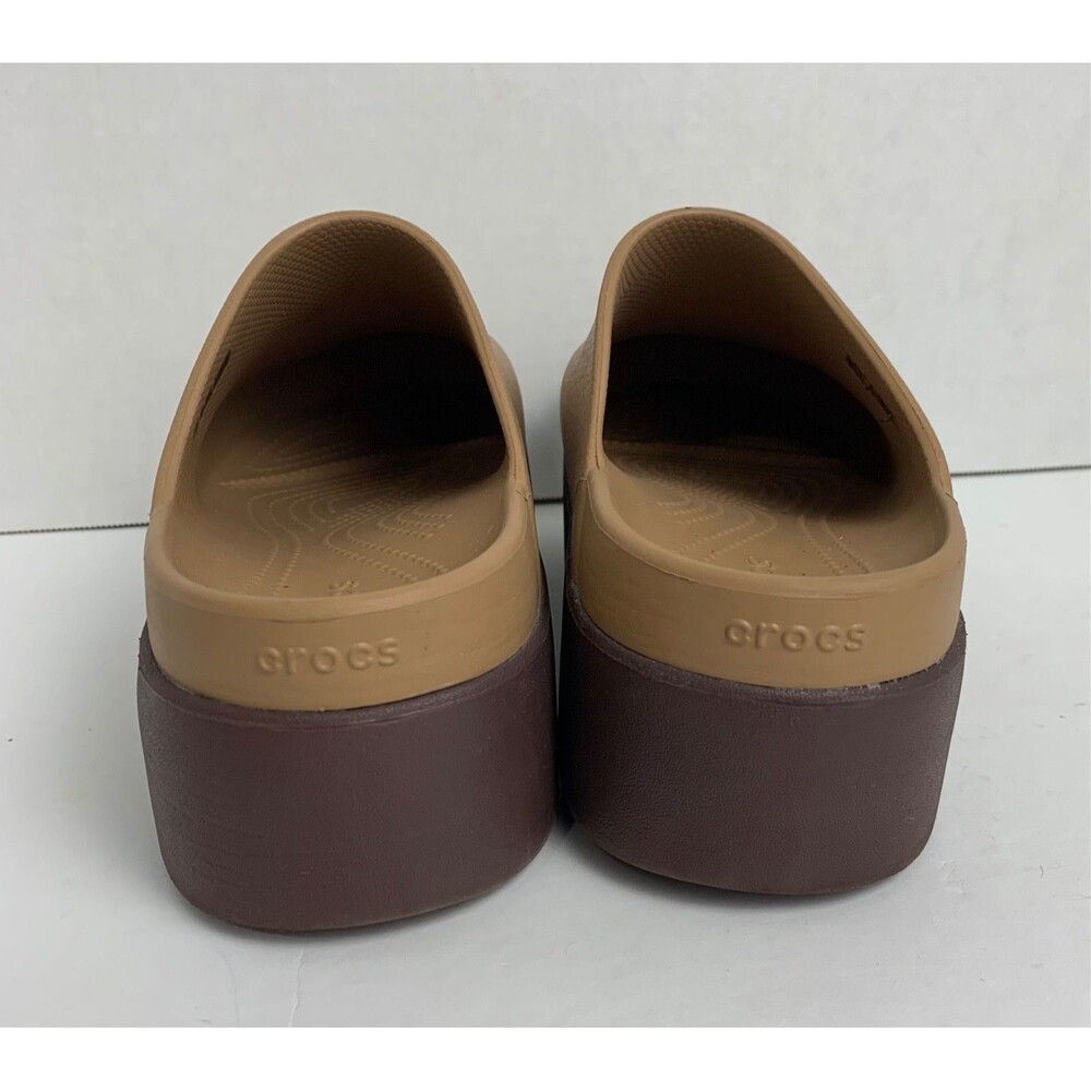 Crocs Dylan Platform Clog Shoes Womens 11 Tan Brown Comfort Chunky Mule Slip On - Picture 3 of 11